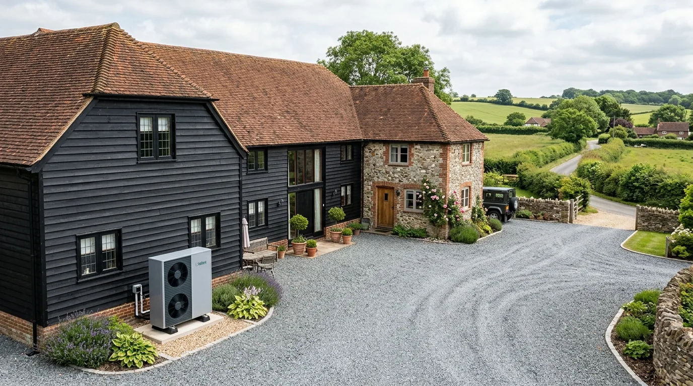 Ashford Woodchurch rural barn conversion heat pump system